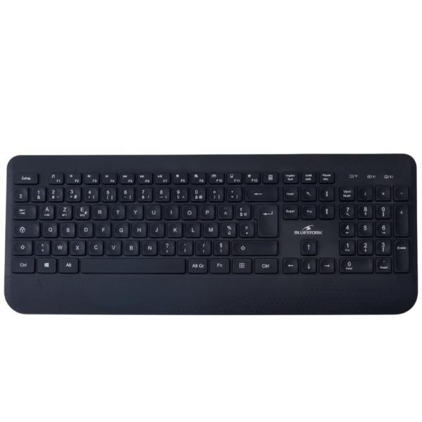 Bluestork - KB Office R2 - Clavier sans Fil AZERTY, Double Connexion Bluetooth / 2.4 Ghz, Clavier Bluetooth PC, Rechargeable USB-C, 70h autonomie, Léger, Silencieux - Windows/Tablettes/Mobiles